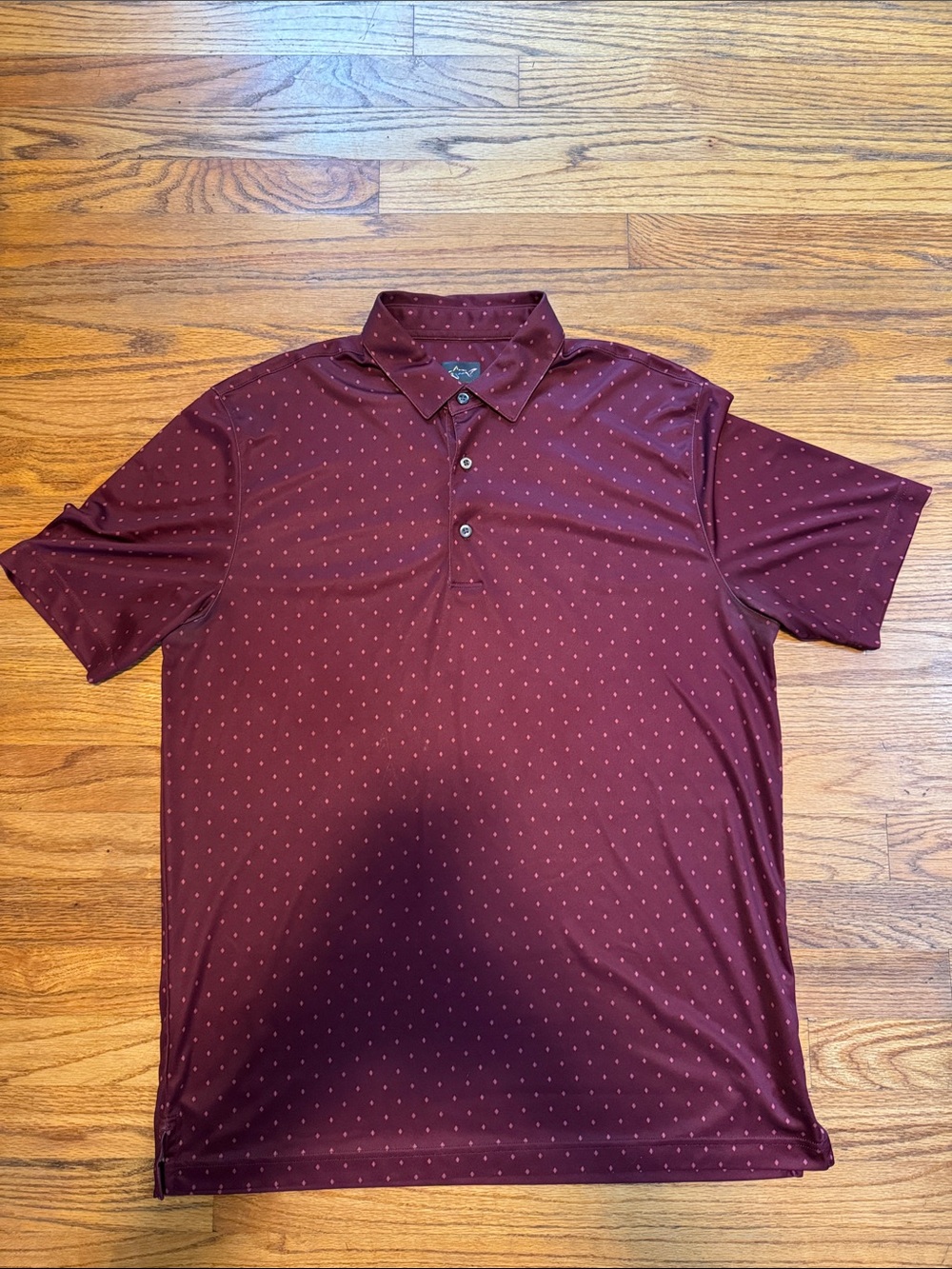 Greg Norman Collection Men's Burgundy Short-Sleeve Polo with Dot Pattern